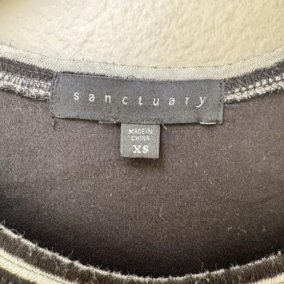 Sanctuary Womens Mixed Media Striped Tee Black White Size XS Sold With Stripes - Picture 5 of 7